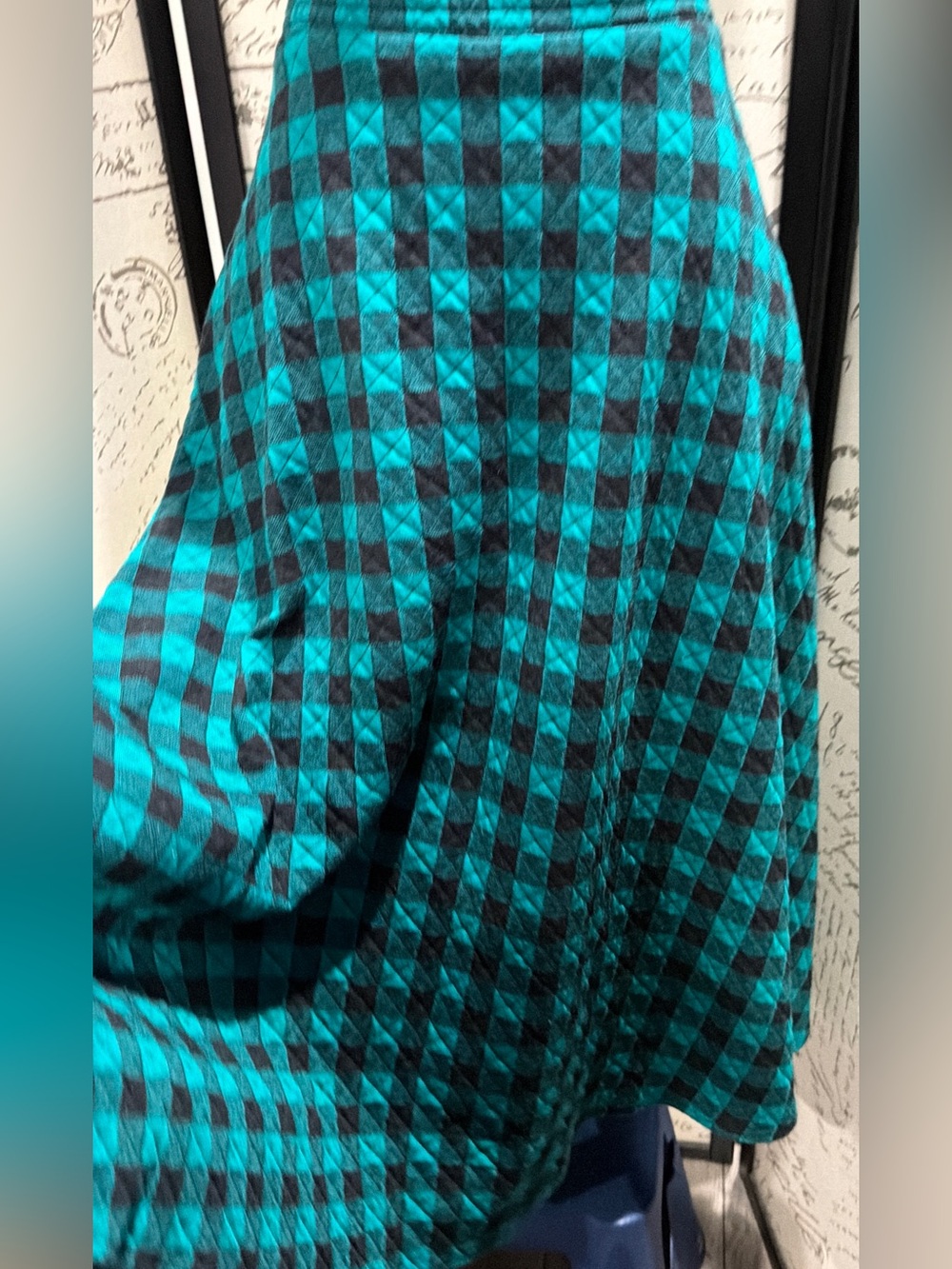Vintage Teal and Black Check Two-Piece Skirt Set - Picture 12 of 15